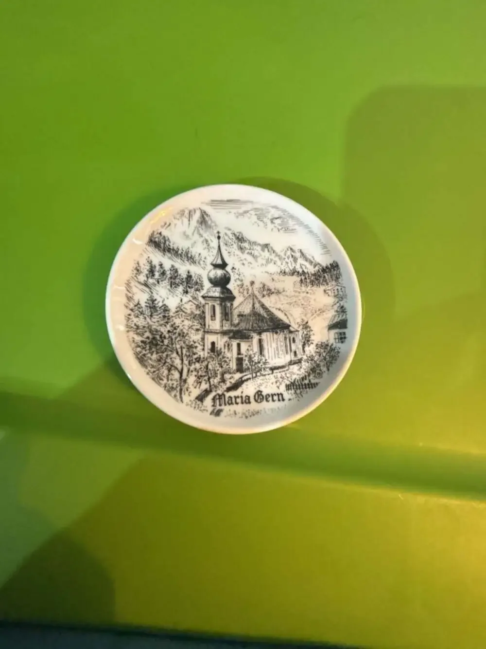F&M Porzellan Manufaktur Floss Bavaria Souvenir Trinket Dish Plate Maria Gern